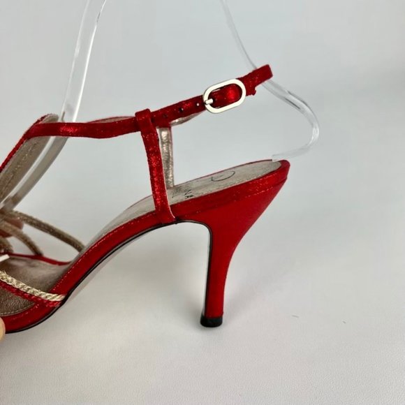 Adrianna Papell NEW Womens Megan Red Gold Metallic Heels Evening Sandals size 8 - Picture 11 of 16